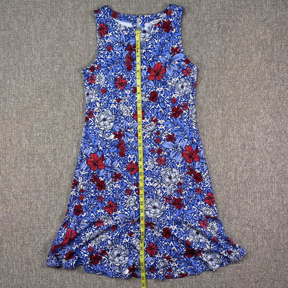 Tommy Bahama Blue Floral Sleeveless Midi Dress S/P Petite Zip Back - Picture 9 of 10